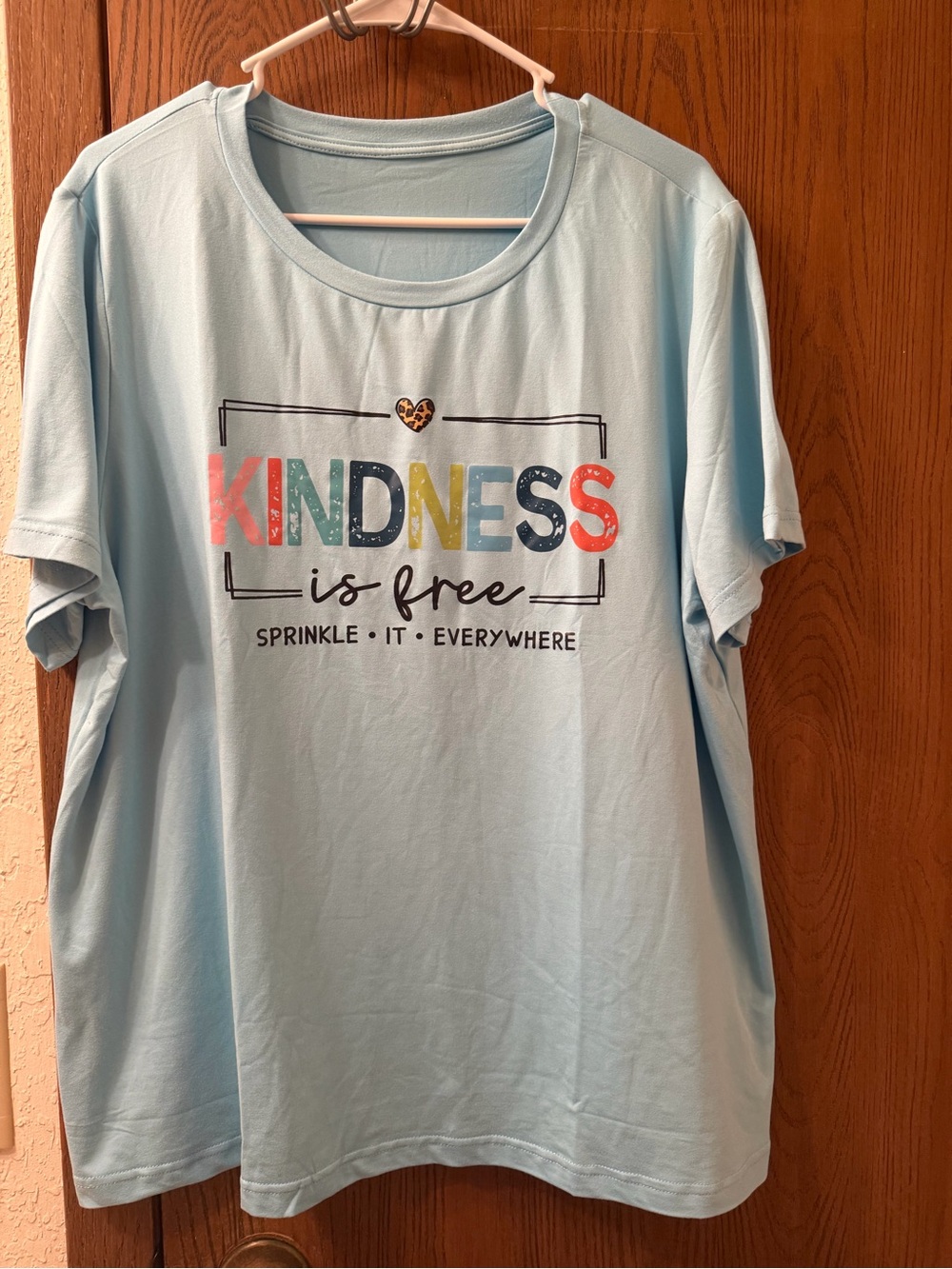 SHEIN Light Blue 'Kindness Is Free' Woman’s Short Sleeve Tee